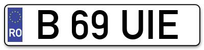 Placuta inmatriculare numar auto  B-69-UIE, B 69 UIE, B69UIE