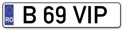 Placuta inmatriculare numar auto  B-69-VIP, B 69 VIP, B69VIP