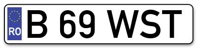 Placuta inmatriculare numar auto  B-69-WST, B 69 WST, B69WST