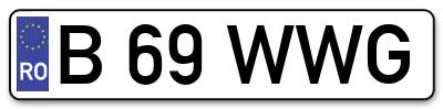 Placuta inmatriculare numar auto  B-69-WWG, B 69 WWG, B69WWG