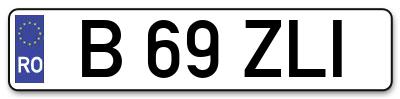 Placuta inmatriculare numar auto  B-69-ZLI, B 69 ZLI, B69ZLI