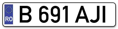Placuta inmatriculare numar auto  B-691-AJI, B 691 AJI, B691AJI