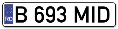 Placuta inmatriculare numar auto  B-693-MID, B 693 MID, B693MID