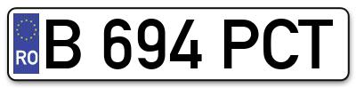 Placuta inmatriculare numar auto  B-694-PCT, B 694 PCT, B694PCT