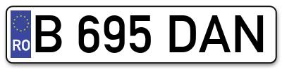 Placuta inmatriculare numar auto  B-695-DAN, B 695 DAN, B695DAN