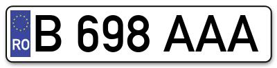 Placuta inmatriculare numar auto  B-698-AAA, B 698 AAA, B698AAA