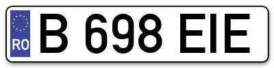 Placuta inmatriculare numar auto  B-698-EIE, B 698 EIE, B698EIE