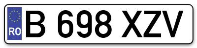 Placuta inmatriculare numar auto  B-698-XZV, B 698 XZV, B698XZV