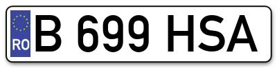 Placuta inmatriculare numar auto  B-699-HSA, B 699 HSA, B699HSA