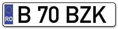 Placuta inmatriculare numar auto  B-70-BZK, B 70 BZK, B70BZK