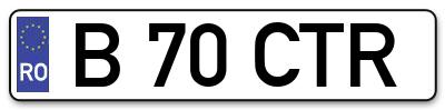 Placuta inmatriculare numar auto  B-70-CTR, B 70 CTR, B70CTR