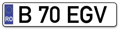 Placuta inmatriculare numar auto  B-70-EGV, B 70 EGV, B70EGV