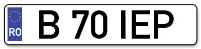 Placuta inmatriculare numar auto  B-70-IEP, B 70 IEP, B70IEP