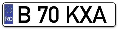 Placuta inmatriculare numar auto  B-70-KXA, B 70 KXA, B70KXA