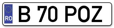Placuta inmatriculare numar auto  B-70-POZ, B 70 POZ, B70POZ