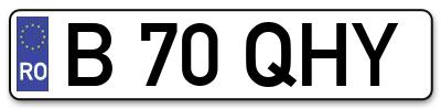 Placuta inmatriculare numar auto  B-70-QHY, B 70 QHY, B70QHY