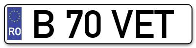 Placuta inmatriculare numar auto  B-70-VET, B 70 VET, B70VET