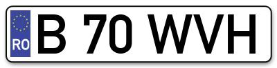 Placuta inmatriculare numar auto  B-70-WVH, B 70 WVH, B70WVH