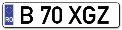 Placuta inmatriculare numar auto  B-70-XGZ, B 70 XGZ, B70XGZ