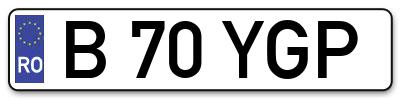 Placuta inmatriculare numar auto  B-70-YGP, B 70 YGP, B70YGP