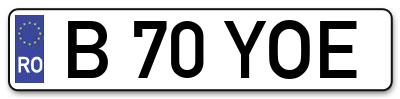 Placuta inmatriculare numar auto  B-70-YOE, B 70 YOE, B70YOE