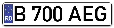 Placuta inmatriculare numar auto  B-700-AEG, B 700 AEG, B700AEG