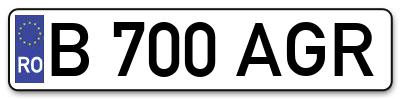 Placuta inmatriculare numar auto  B-700-AGR, B 700 AGR, B700AGR