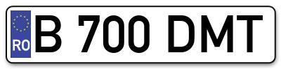 Placuta inmatriculare numar auto  B-700-DMT, B 700 DMT, B700DMT