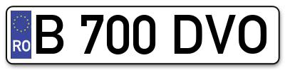 Placuta inmatriculare numar auto  B-700-DVO, B 700 DVO, B700DVO