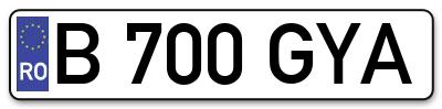 Placuta inmatriculare numar auto  B-700-GYA, B 700 GYA, B700GYA