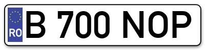 Placuta inmatriculare numar auto  B-700-NOP, B 700 NOP, B700NOP