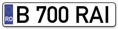 Placuta inmatriculare numar auto  B-700-RAI, B 700 RAI, B700RAI
