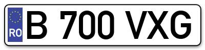 Placuta inmatriculare numar auto  B-700-VXG, B 700 VXG, B700VXG