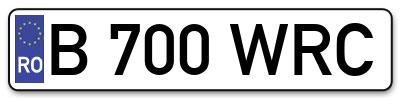 Placuta inmatriculare numar auto  B-700-WRC, B 700 WRC, B700WRC