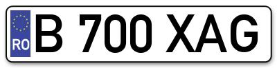 Placuta inmatriculare numar auto  B-700-XAG, B 700 XAG, B700XAG