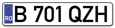 Placuta inmatriculare numar auto  B-701-QZH, B 701 QZH, B701QZH