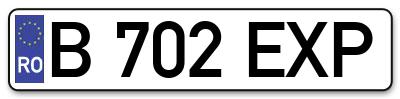 Placuta inmatriculare numar auto  B-702-EXP, B 702 EXP, B702EXP