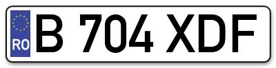 Placuta inmatriculare numar auto  B-704-XDF, B 704 XDF, B704XDF