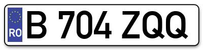 Placuta inmatriculare numar auto  B-704-ZQQ, B 704 ZQQ, B704ZQQ