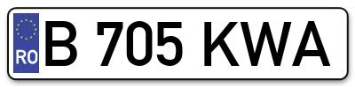 Placuta inmatriculare numar auto  B-705-KWA, B 705 KWA, B705KWA