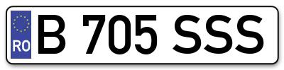 Placuta inmatriculare numar auto  B-705-SSS, B 705 SSS, B705SSS