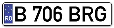 Placuta inmatriculare numar auto  B-706-BRG, B 706 BRG, B706BRG