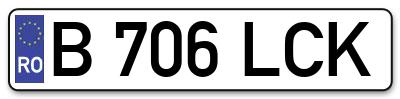 Placuta inmatriculare numar auto  B-706-LCK, B 706 LCK, B706LCK