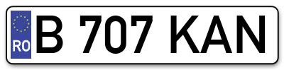 Placuta inmatriculare numar auto  B-707-KAN, B 707 KAN, B707KAN