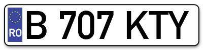 Placuta inmatriculare numar auto  B-707-KTY, B 707 KTY, B707KTY