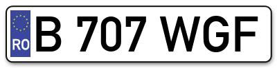 Placuta inmatriculare numar auto  B-707-WGF, B 707 WGF, B707WGF