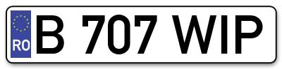 Placuta inmatriculare numar auto  B-707-WIP, B 707 WIP, B707WIP