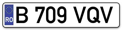Placuta inmatriculare numar auto  B-709-VQV, B 709 VQV, B709VQV