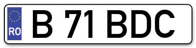 Placuta inmatriculare numar auto  B-71-BDC, B 71 BDC, B71BDC