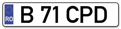 Placuta inmatriculare numar auto  B-71-CPD, B 71 CPD, B71CPD